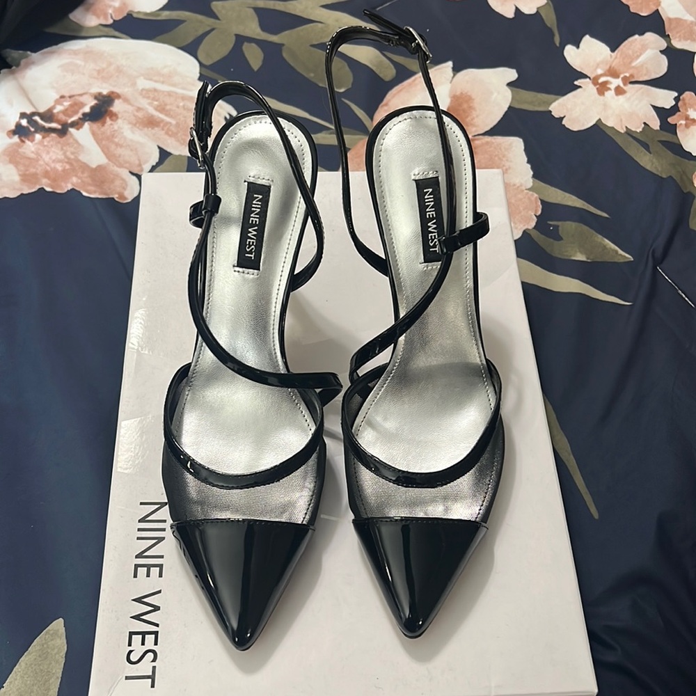 Nine West stiletto 4.02 ankle strap pump.